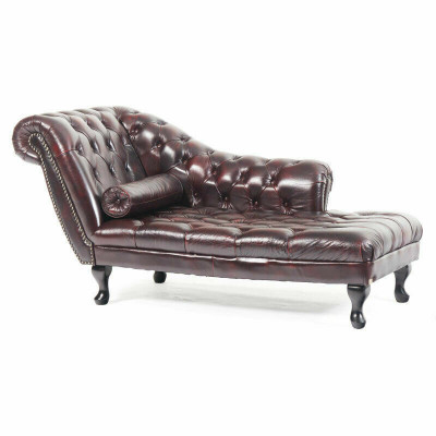 Chesterfield Rouge Chaise Longue Designer Fauteuil en Cuir Canapé Chaise Longue Nouveau