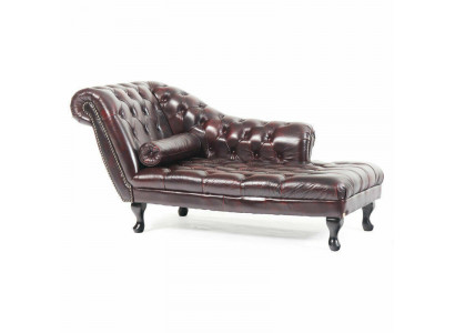 Chesterfield Rouge Chaise Longue Designer Fauteuil en Cuir Canapé Chaise Longue Nouveau