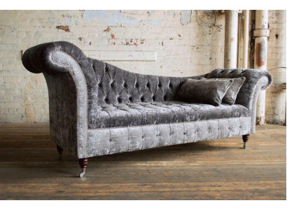 Canapé Chesterfield gris en tissu 3 places neuf