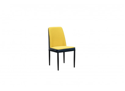 Chaise 1x Chaise de Salle à Manger Fauteuil Fauteuil TV Salon Club Cuir Textile Jaune