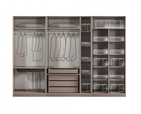 Meubles de garde-robe modernes pour chambre à coucher, armoires de garde-robe de luxe en gris.