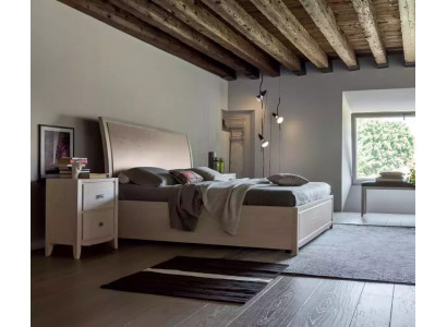 Lit 2x Tables de chevet Luxe Completes Ensemble de chambre À coucher Mobilier gris 3 pièces
