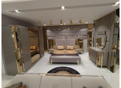 Conception Chambre 3 pcs. Lit 2x Tables de chevet Moderne Lits de luxe Ensemble de meubles neuf