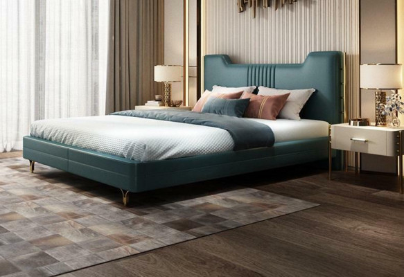 Lit en bois de designer moderne Mobilier noble Lits doubles nouvelle tapisserie de chambre