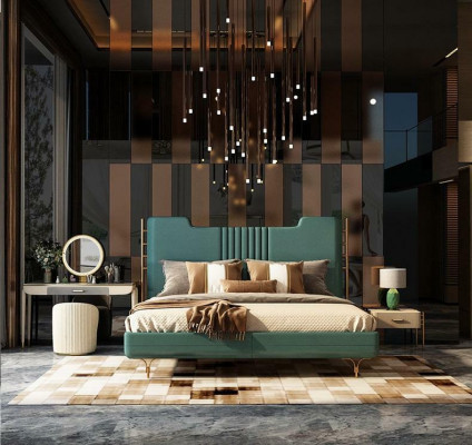 Lit en bois de designer moderne Mobilier noble Lits doubles nouvelle tapisserie de chambre