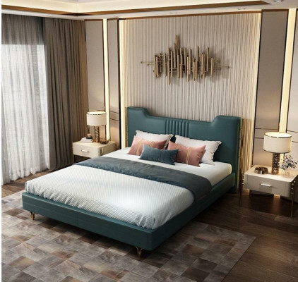 Lit en bois de designer moderne Mobilier noble Lits doubles nouvelle tapisserie de chambre