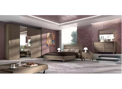 Chambre Lit 2x Table de chevet Design 6pcs. Ensemble complet marron 6 pièces