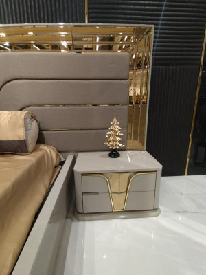 Chambre complète Lit 2x Tables de chevet Armoire Commode avec miroir