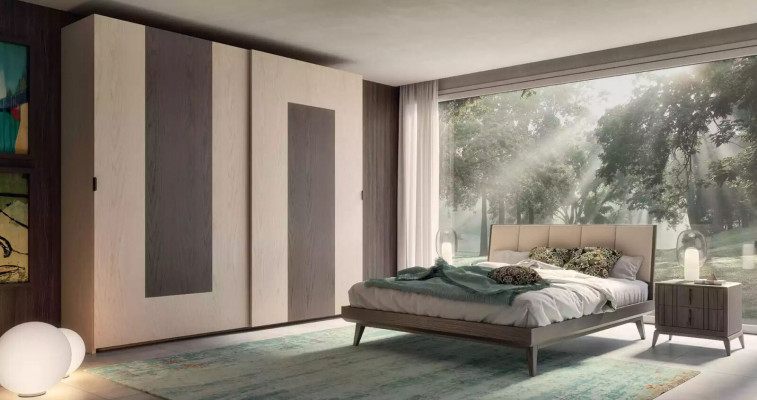 Ensemble de chambre à coucher Lit 2x Tables de chevet Design Luxe neuf 3 pièces Lits Modernes