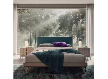 Ensemble de chambre à coucher Lit 2x Table de chevet Bois beige complet Moderne neuf