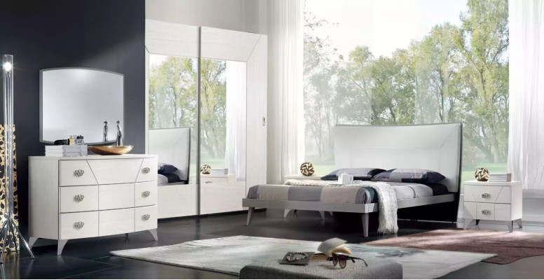 Ensemble de chambre commode Miroir Luxe Complet Blanc Bahut 2 pièces