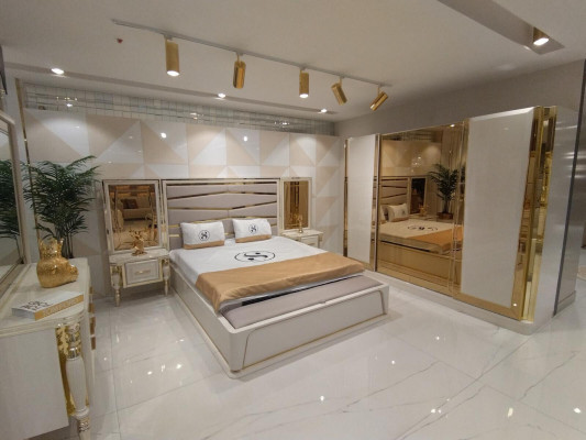 Ensemble de chambre Lit complet + 2x tables de chevet Commode avec miroir Moderne, neuf