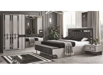 Ensemble de chambre à coucher complet Lit 2x Tables de chevet Armoire Meubles de luxe