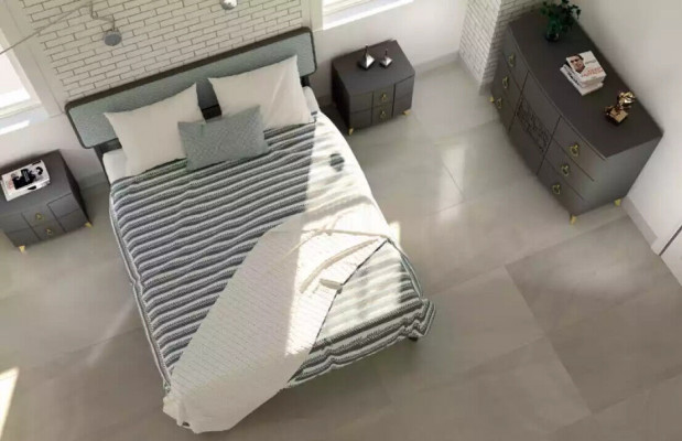 Ensemble de chambre à coucher Lit de luxe 2 tables de chevet Design gris Commode 3 pièces