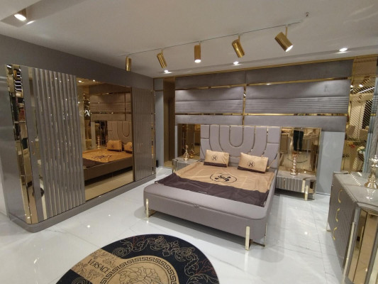 Ensemble de chambre de luxe complet Lit 2x Table de chevet Armoire 4 pièces