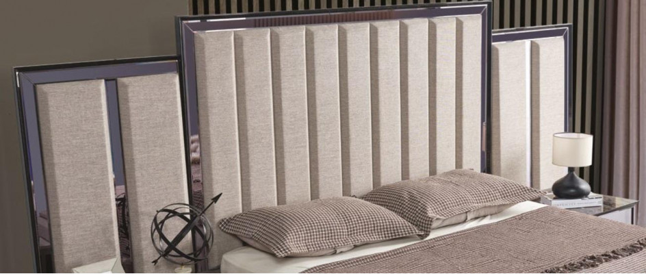 Ensemble de chambre à coucher élégant Lit et 2 tables de chevet nouveau mobilier de luxe en bois