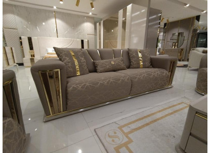 Canapé 3 places Textile Bois Canapé moderne Canapé rembourré Canapés Design Luxe Nouveau Canapé