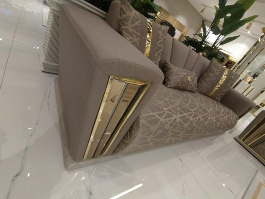 Canapé 3 places Textile Bois Canapé moderne Canapé rembourré Canapés Design Luxe Nouveau Canapé