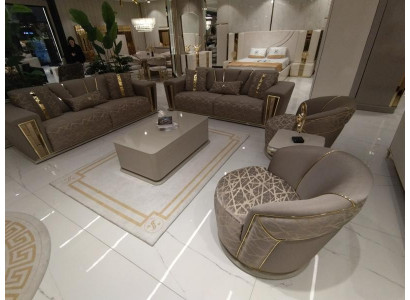 Ensemble de canapé Complet Moderne 3+3+1+1 places + Table basse Canapé en tissu Bois