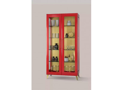 Vitrine en verre rouge magnifique Armoires de vitrine en bois avec verre Salon Moderne de luxe