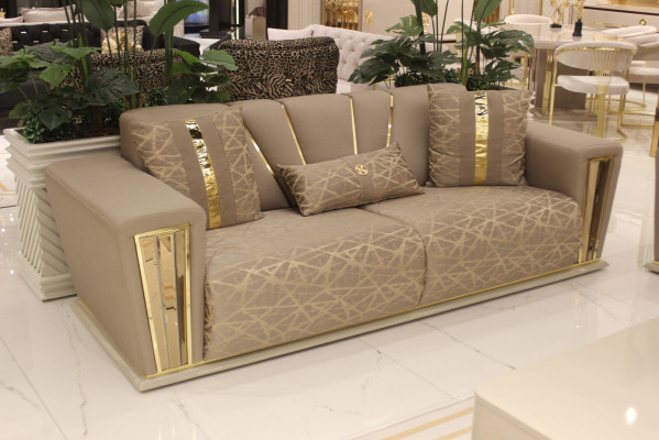 Ensemble de canapé Complet Moderne 3+3+1+1 places + Table basse Canapé en tissu Bois