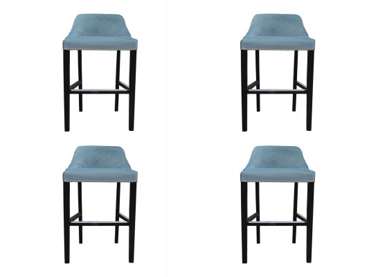 Ensemble de 4 tabourets de bar Chesterfield design hauts Tabouret Chaises en tissu Suite