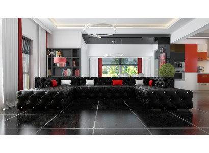 Canapé d'angle Chesterfield Salon paysage luxueux Canapé Designer Canapé canapé Rembourrage Canapé d'angle