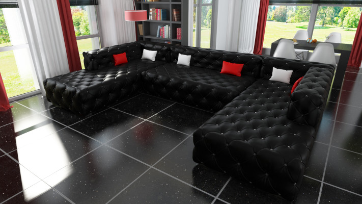 Canapé d'angle Chesterfield Salon paysage luxueux Canapé Designer Canapé canapé Rembourrage Canapé d'angle