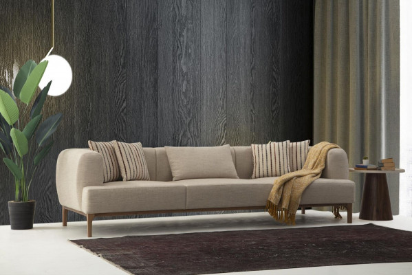 Canapé trois places Canapés 3 places Tissu beige Salon moderne de luxe neuf