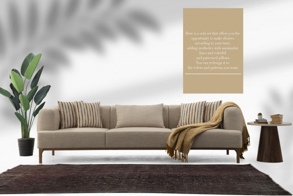 Canapé trois places Canapés 3 places Tissu beige Salon moderne de luxe neuf
