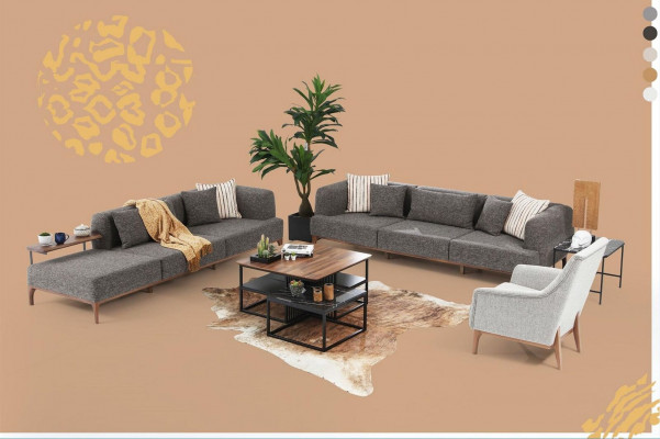 Canapé trois places Canapé trois places Tissu gris Salon Luxe Moderne Nouveau