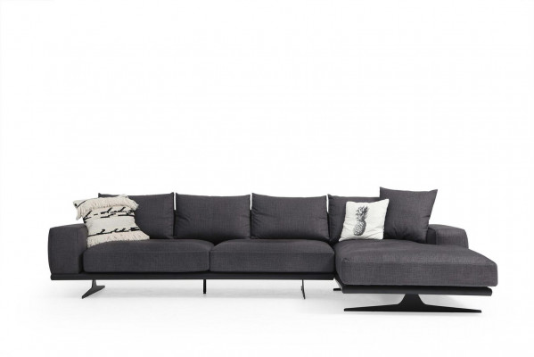 Canapé d'angle en forme de L Fauteuil Canapé Salon Gris Moderne Tissu Canapés 3 places