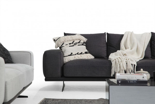 Canapé d'angle en forme de L Fauteuil Canapé Salon Gris Moderne Tissu Canapés 3 places