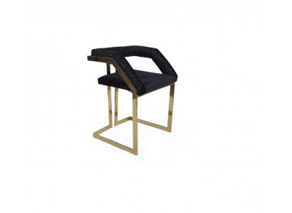Housse de chaise rembourrée en acier inoxydable noir pour chaise design de bar.