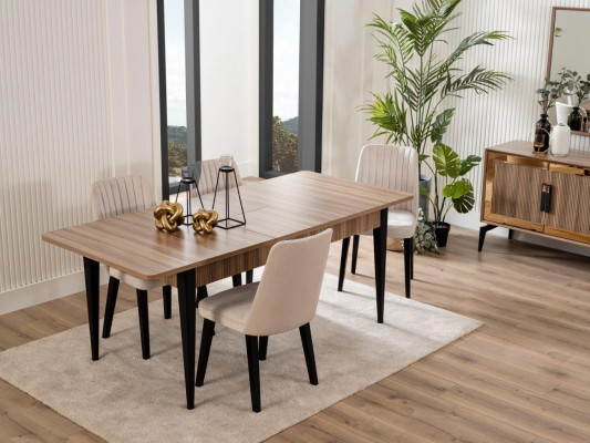 Salle à manger Ensemble de salle à manger de luxe Table à manger Ensemble de 10 pièces Salle à manger Bois marron