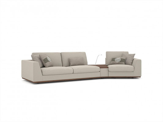 Mobilier rembourré Canapé Divan Trois places Salon Design Fauteuil Bois Textile