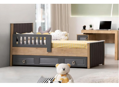 Cadre de lit Lit pour enfants Lit Chambre d'enfant Mobilier de chambre d'enfant Gris Bois