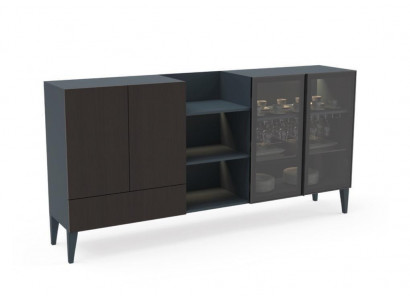 Meuble moderne en bois buffet bahut commode marron noir neuf