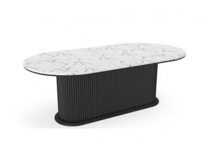Table à manger en bois Table à manger moderne ovale noire Mobilier de table moderne nouveau