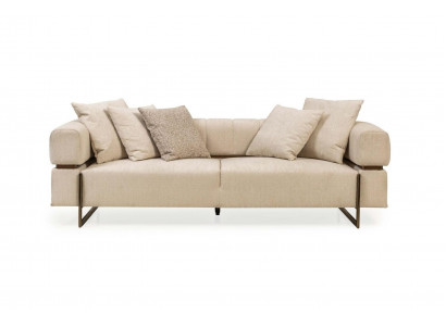 Canapé en tissu de designer beige à trois places Mobilier rembourré Luxueux canapé trois places