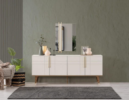 Bahut Suite Bahut avec miroir Commodes Salle à manger Bois Blanc