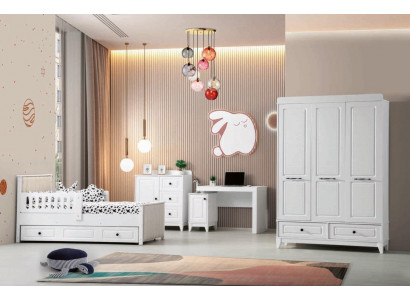 Ensemble de chambre de jeunesse complet de luxe pour enfants, moderne, 4 pièces, couleur blanche nouvellement supprimée