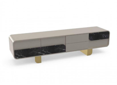 Meuble TV Armoire TV Lowboard Classique Gris Bois Moderne Salon Nouveau