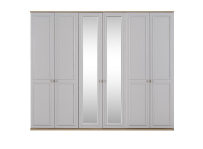 Armoire de chambre Armoire Armoire Gris Bois Miroir 6 portes