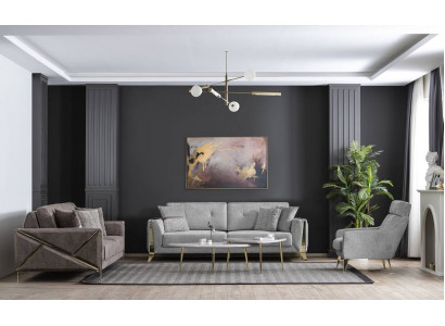 Ensemble de salon 3 places, 2 tables basses, design de mobilier moderne de luxe