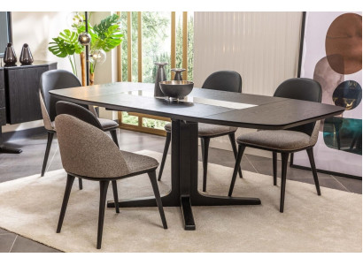 Meubles de salle à manger design Table à manger en bois noir Chaises rembourrées de luxe