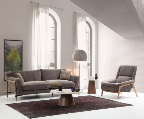 Sofas Ensemble de canapés 2 places Fauteuil 2 places Tissu Salle de séjour Gris