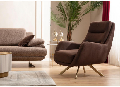 Fauteuil en velours marron Fauteuil moderne Salon Meubles en textile