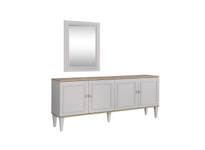Suite Buffet avec miroir Buffet Commodes Salle à manger Bois Gris