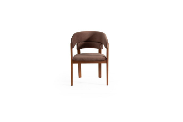 Chaise de designer marron Chaises de salle à manger Chaise en textile Pieds en bois de designer